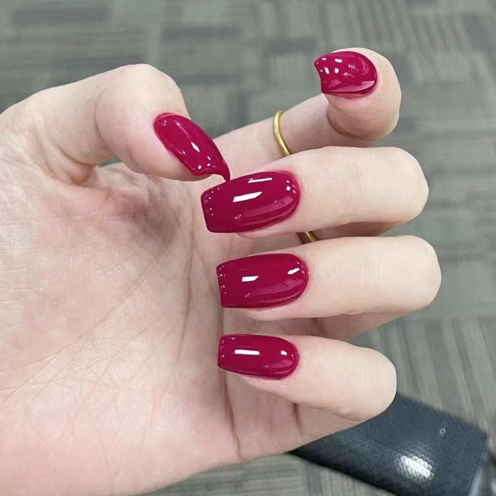 24 шт./компл. быстрые ногти розово-красные накладные ногти глянцевый носимый маникюр DIY готовые наклейки для ногтей