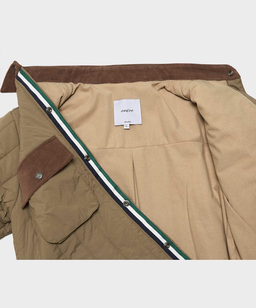 Ffeff Studio Striped Quilted Trucker Jacket (Dark Beige)