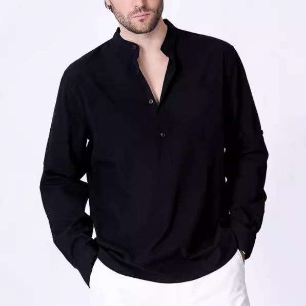 New Men'S Loose Casual Retro Coat Top Bottom Coat Cotton And Hemp Versatile Daily Classic Cardigan Beach Shirt Men'S Style