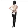 Цельные чулки для всего тела черного цвета, цельные носки, сексуальный комплект с открытой спиной и бретельками на шее