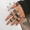 9Pcs/set Punk Finger Rings Minimalist Paint Black Geometric Metal Rings for Women Girls Party Trendy Jewelry