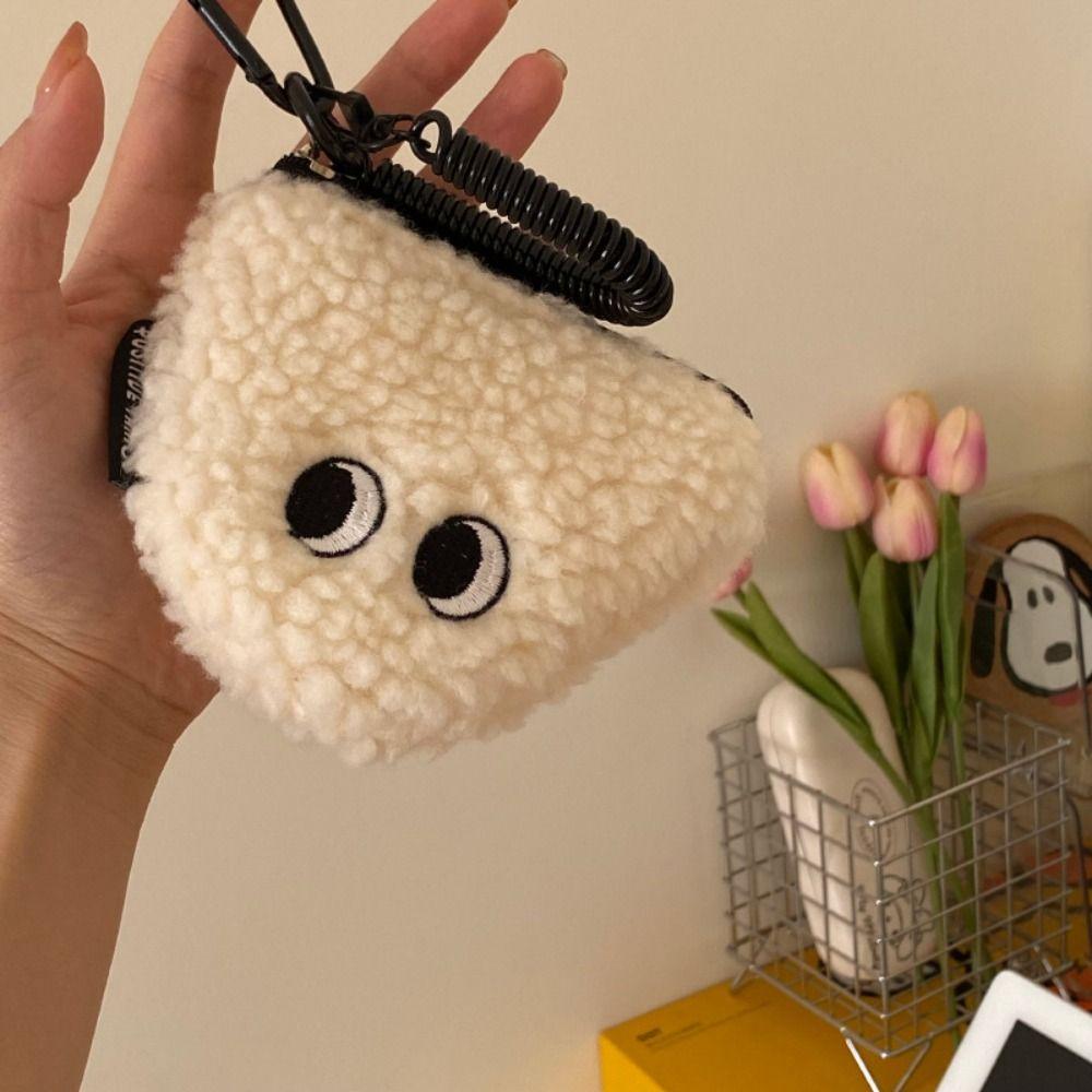 Rice Ball Doll Coin Purse with Zipper Small Pendant Fluffy Small Bag Portable Hanging Bag Personality Niche Storage Bag