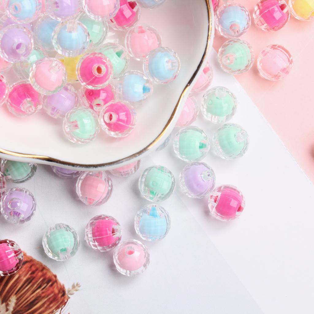 High Quality Necklace Bracelet Loose Beads 150/100Pcs Sandwich Transparent Creative 8/10mm Round Pendant Faceted DIY Jewelry Making Candy Color