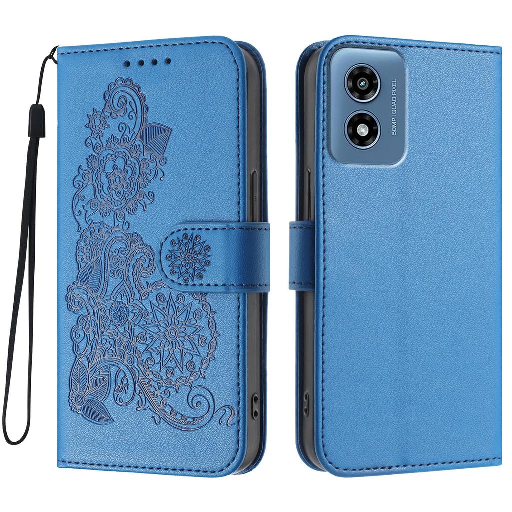 For Motorola Moto G Play (2024) 4G Phone Cases Mandala Flower Leather Wallet Mobile Cover with Strap