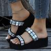 Women Sandals Bling Heels Sandals With Platform Shoes For Women Summer Indoor Outdoor Slippers Lightweight Wedge