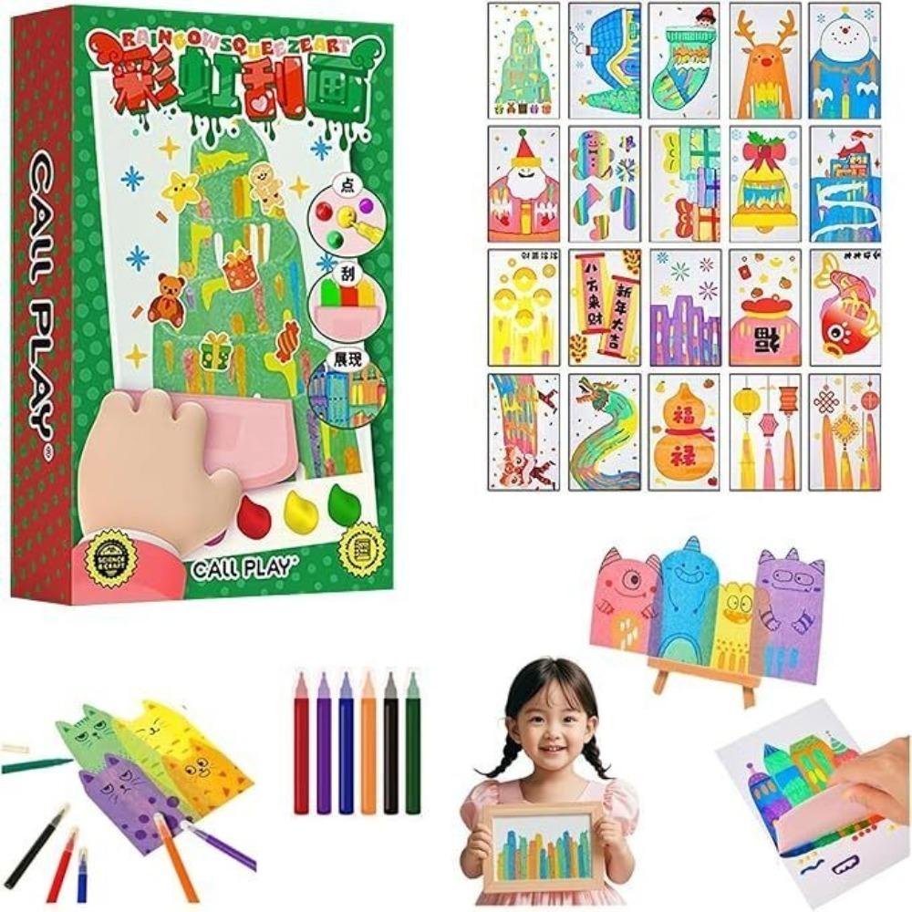 Животный узор DIY Радуга Scratch Art DIY Материал Радуга Точка Scratch Painting Искусство для детей
