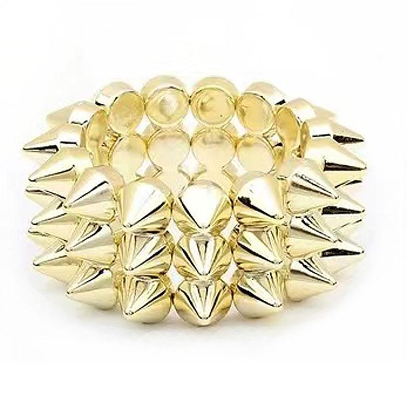 2 шт. Браслет с шипами-заклепками в панк-стиле, Унисекс, серебристого цвета, дерзкий браслет-манжета с заклепками для повседневной носки, вечеринок, музыкальных фестивалей