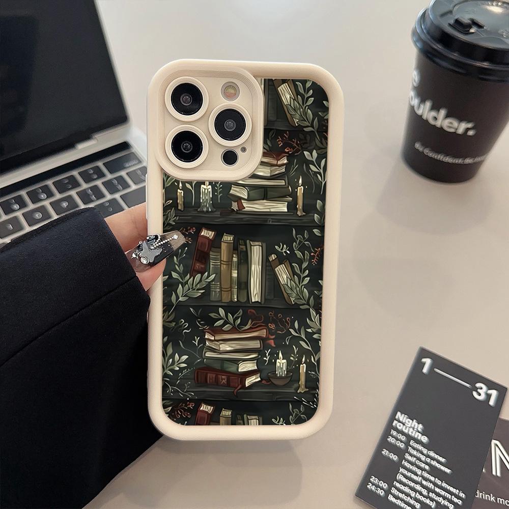 Чехол для телефона с креативным узором книжной полки для iPhone 17 11 12 13 14 15 16 Pro Max 16E XS X XR 7 8 Plus 17 Air Противоударная мягкая обложка