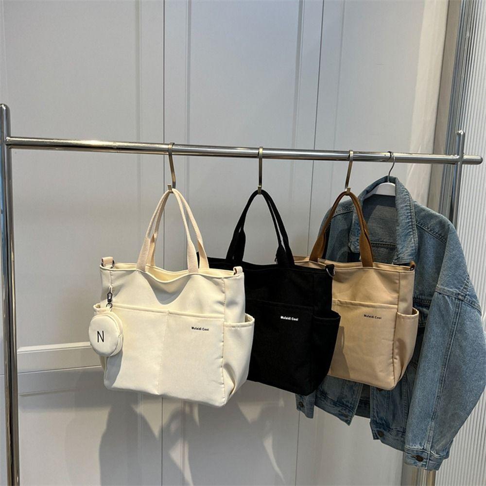 Large Capacity Oxford Tote Bag Waterproof Lightweight Shoulder Bag with Round Coin Purse Wear Resistant Crossbody Bag Student