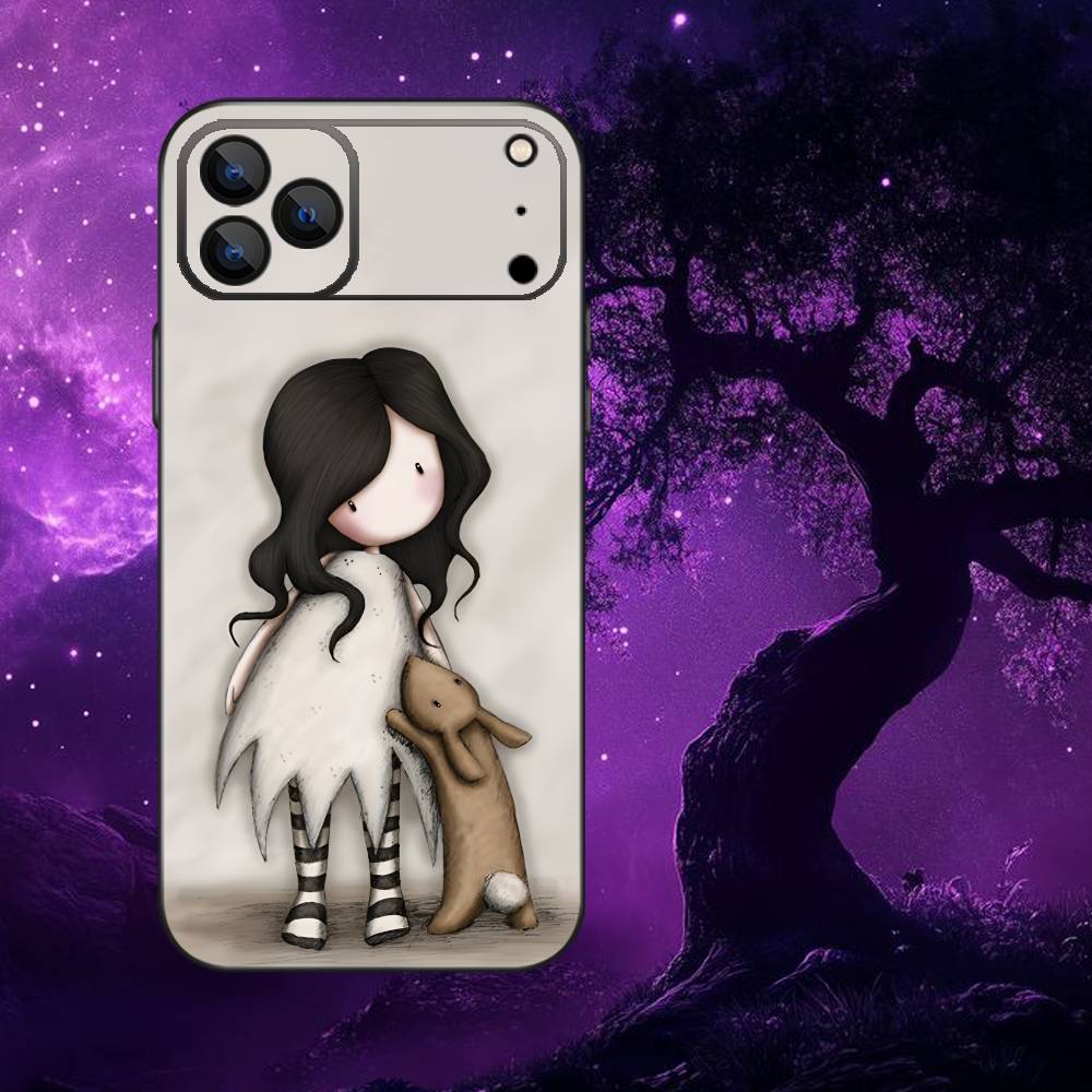 S-Santoro G-Gorjuss Чехол для телефона для iPhone 17,16,15,14,13,12,Pro,Max,Plus,E,SE4,Air,Mini Черный Мягкий Коробка