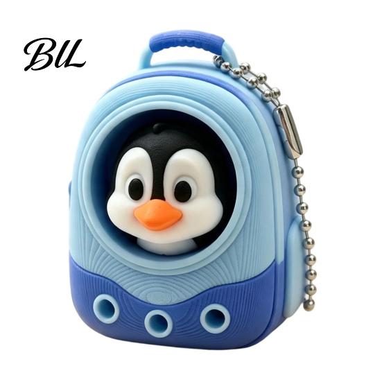 Stress Relief Gadgets Animal Backpack Clicker Fidget Toy, Dog Cat Penguin Parrot Office Desk Toys Finger Clicker, Handbag Decorative Accessory