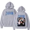 Худи Zahide Merch с двусторонним принтом Мужские Женские Модные Хип-хоп Пуловер Повседневный Флис Оверсайз Винтажная Эстетика Толстовка