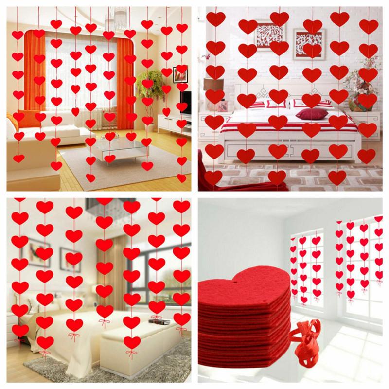 Hanging Decoration Garland Curtain Valentines Day Pendant Strings Engagement Red Heart Wedding Loving Heart