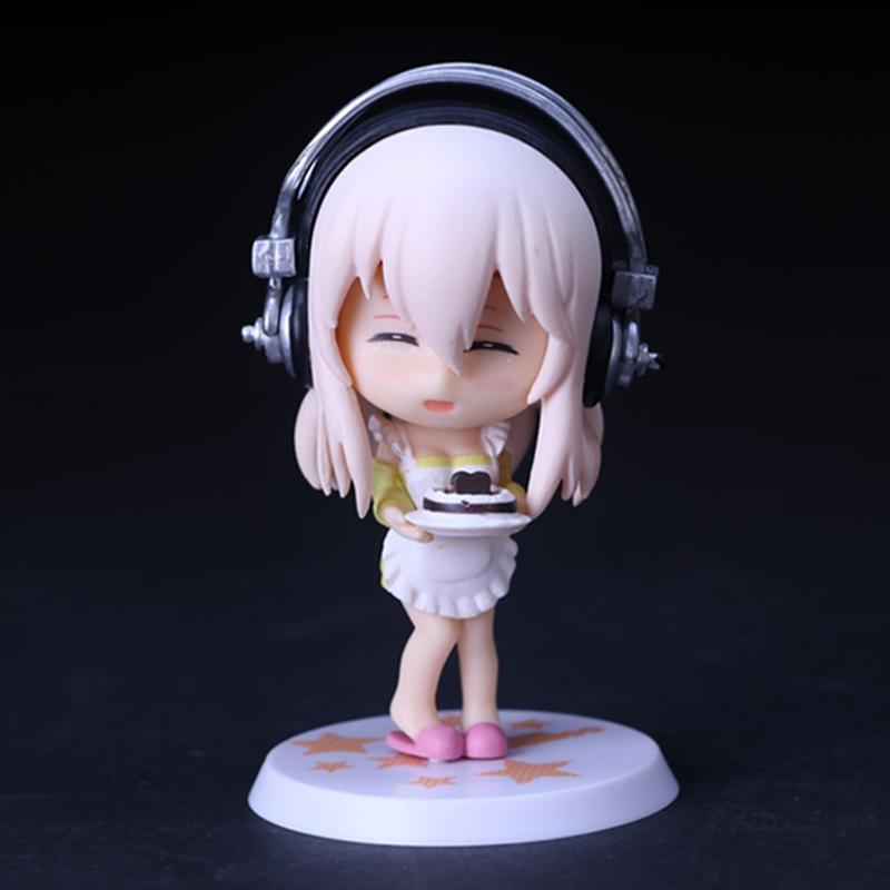 10 см Аниме Фигурка Super Sonico Рабочий Купальник Костюм Шасси Q Версия Модель Куклы Игрушка Подарок Коллекционная В Коробке Украшение ПВХ Ткань