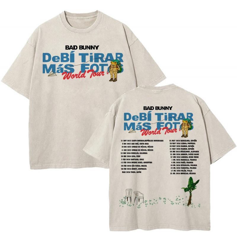Fashion Personality T-Shirt Bad Bunny Deb í Tirar Más Fotos World Tour 2025