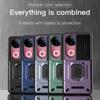 KEYSION Shockproof Armor Phone Case for VIVO V50 5G Slide Camera Lens Protection Ring Stand Phone Back Cover for VIVO V50 5G