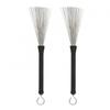 1 Pair Retractable Rubber Handles Steel Wire Jazz Drum Brushes with Velvet Bag