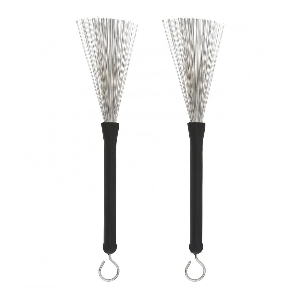 1 Pair Retractable Rubber Handles Steel Wire Jazz Drum Brushes with Velvet Bag