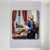 Винтажный знак из жести с изображением блондинки в синей форме с красной полосой, Плетеная корзина с желтыми цветами, Настенный декор, Старый ржавый framed