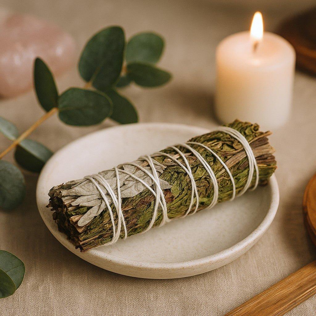 White Sage Smudge Stick With Peppermint 10cm