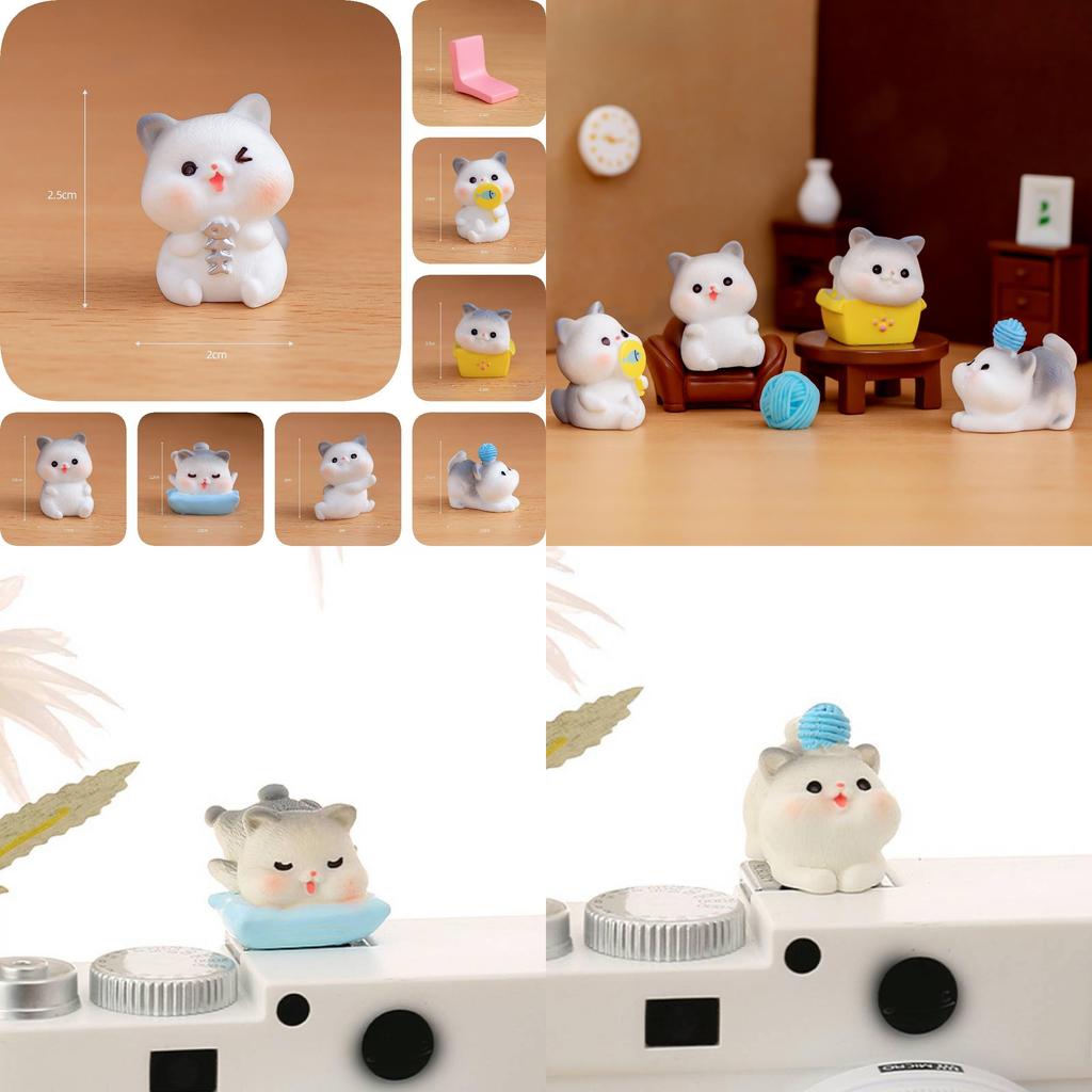 Adorable Resin Cat Figurines For Diy Miniature Gardens Cute Desk Decor
