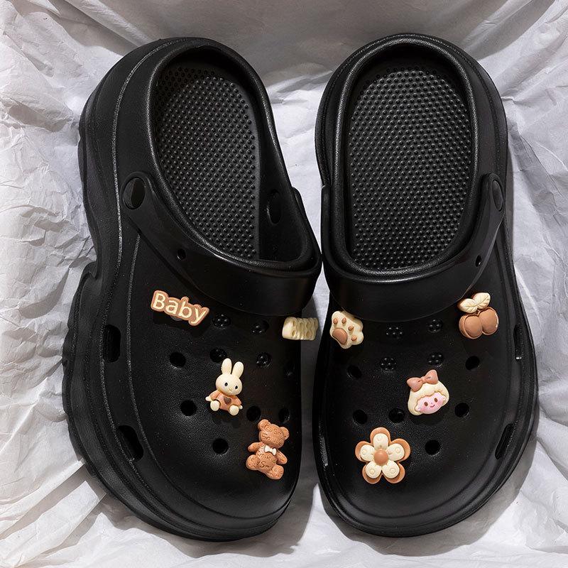 Женские сандалии с дырочками на толстой подошве 2024 года: Нескользящая, устойчивая к запахам обувь из ЭВА для летнего пляжа и активного отдыха