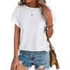 2025 Весна и лето новый однотонный круглый вырез свободный женский короткий рукав футболка топ