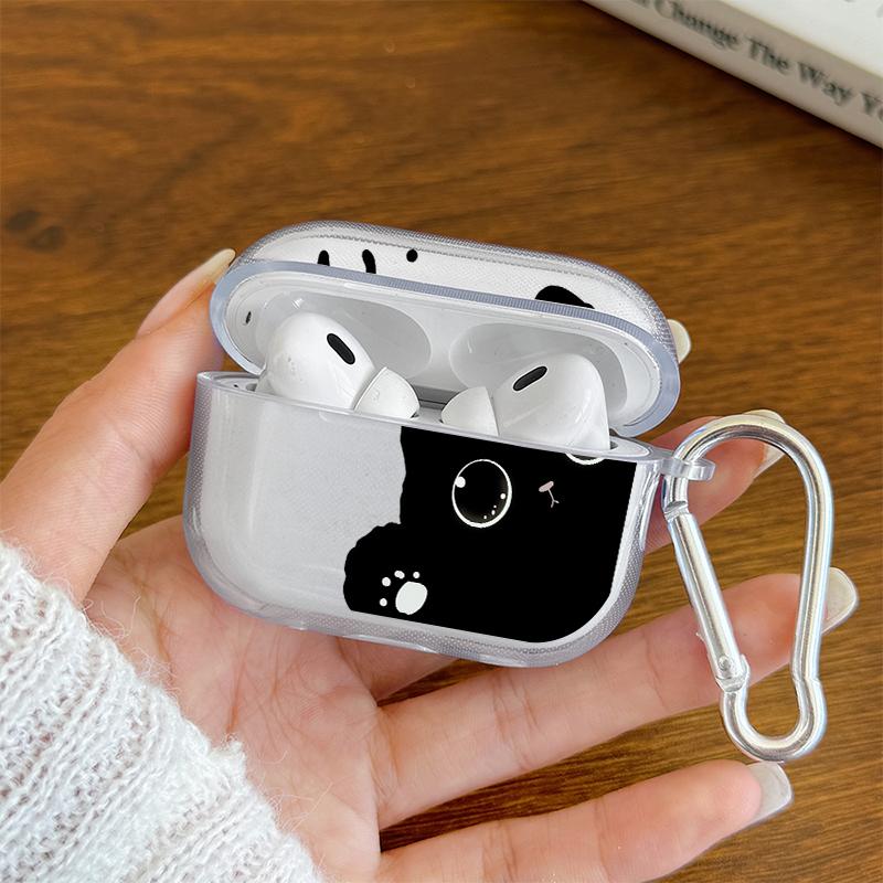 Милый чехол с рисунком черного кота, противоударный чехол для наушников AirPods Pro2/Pro3/Pro, защитный чехол для AirPods 4/3/1/2