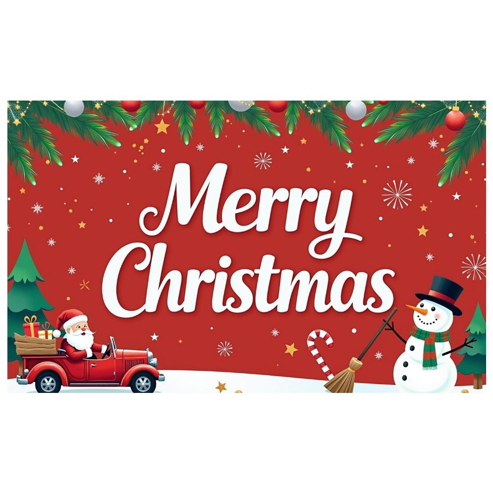 Xmas Backdrop Santa Claus Winter Backdrop Santa Banner Gift Box Snowman Display For Christmas Party Indoor Decoration Winter