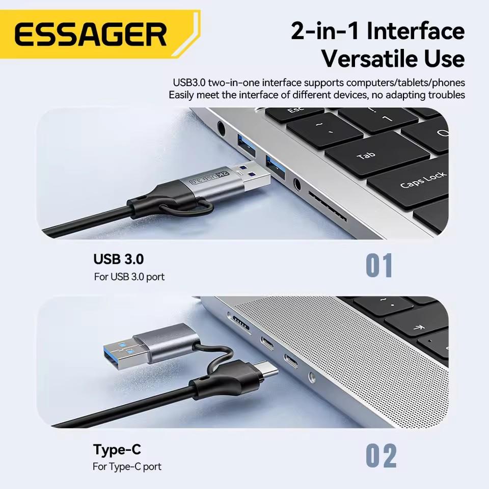 Essager Video Capture Card USB3.0 HDMI 4K@60Hz-compatible To USB/Type-c Game Grabber Record for Switch Xbox PS4/5 Live Broadcas