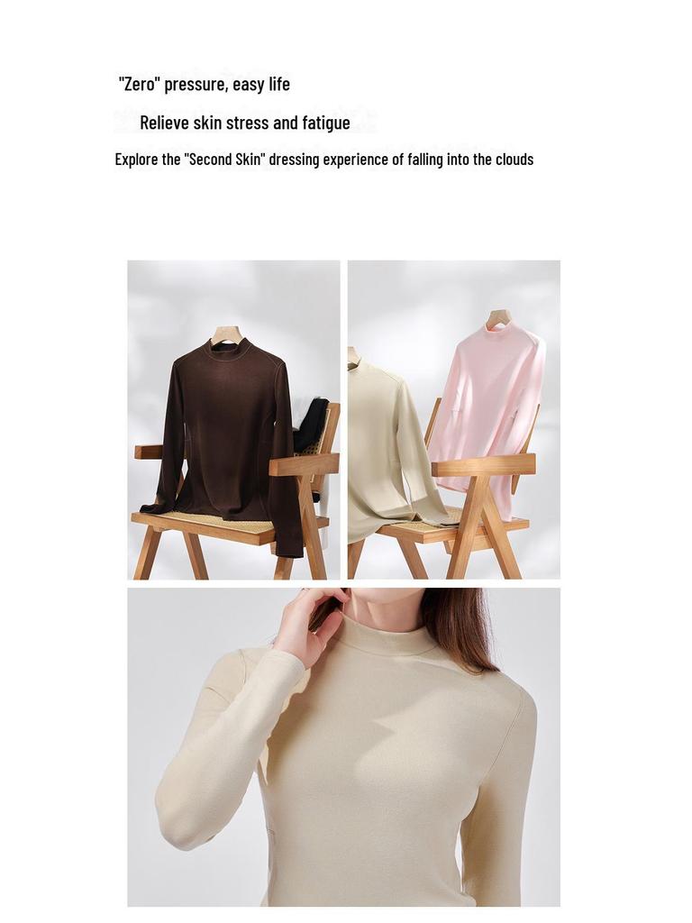 Женский немецкий бархатный термотоп со средней горловиной и длинными рукавами