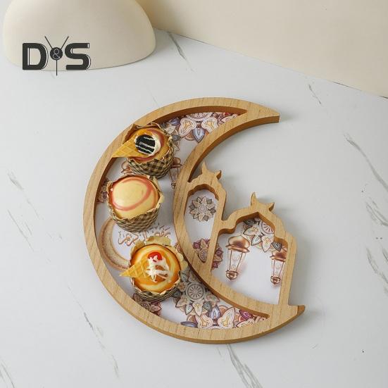 Деревянный поднос, сервировочный поднос с дизайном звезды и луны, праздничная деревянная тарелка для домашних вечеринок, торжеств и праздников