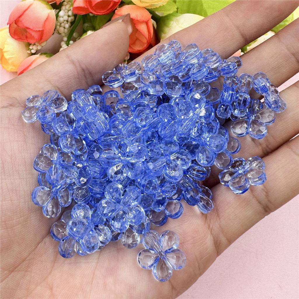 Creative Craft DIY Spacer Loose Beads with Hole Handmade Material 100pcs 14mm Jewelry Accessories Flower Shape Multicolor Acrylic
