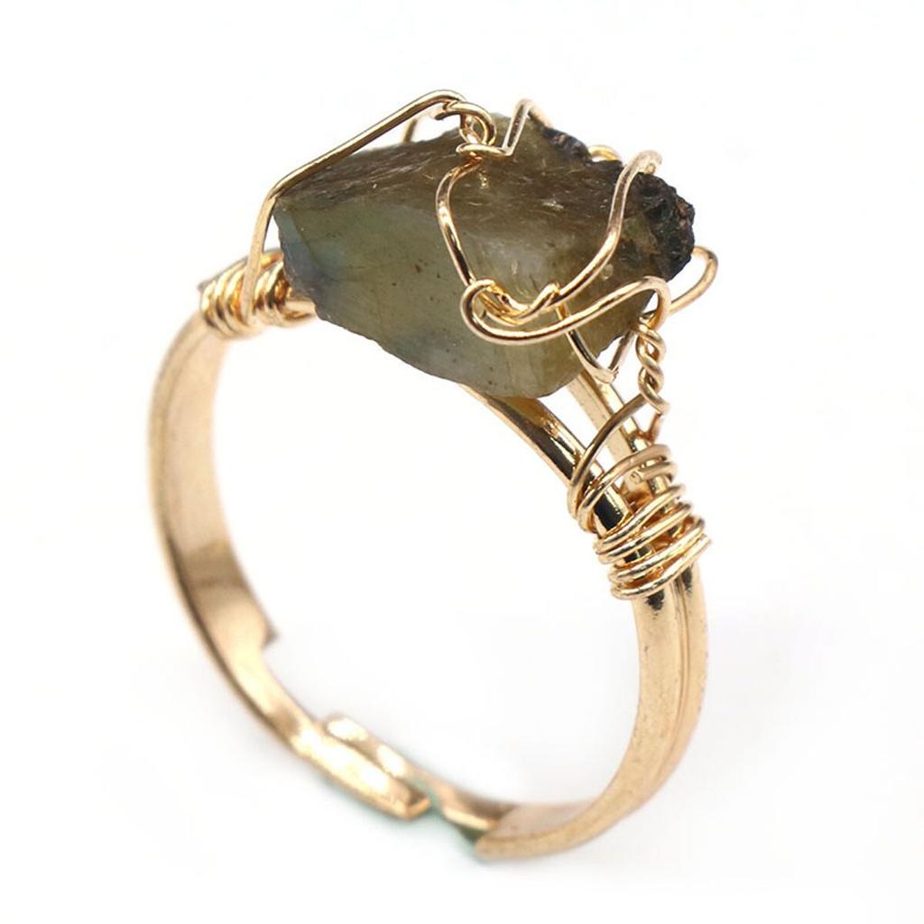 Women Ring Natural Stone Crystal Winding Adjustable Ring Charms For Elegant Women Love Romantic Birthday Gift