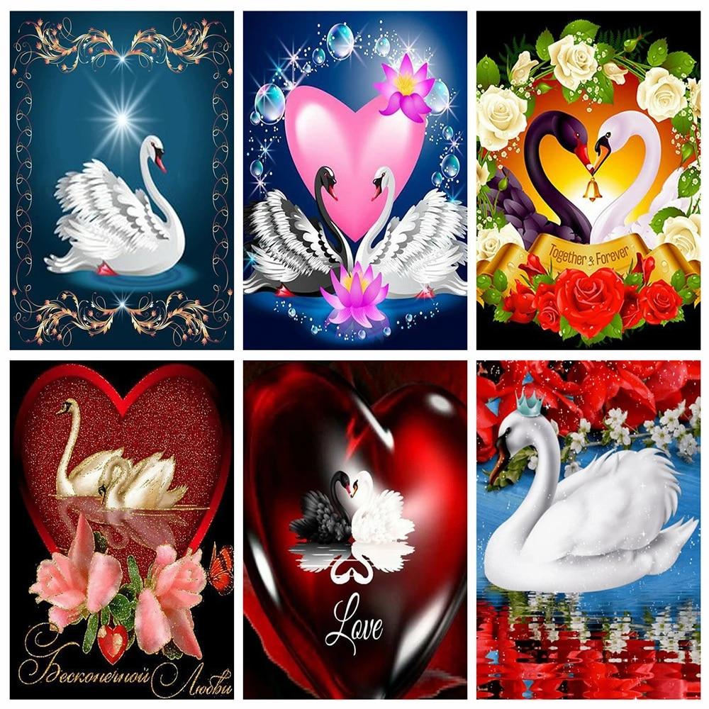 Полная площадь Алмазная картина Лебедь Алмазная вышивка Сердце Мозаика Вышивка крестом Животное ручной работы Подарок Decortion