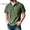 Мужская футболка с потертыми лацканами, повседневная футболка с коротким рукавом, летняя футболка с воротником на пуговицах и карманом для работы, повседневной носки на улице