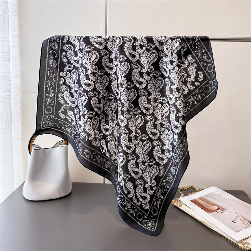 Luxury Paisley Print Shawl Square Scarf for Women Hijab Fashion Wraps Neckerchief Female Hair Bands Ribbon Headband Bandana