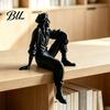 Уникальные Офисные Настольные Аксессуары, 3D Печатная Фигурка Путешественника на Отдыхе, Скульптура Сидящего на Краю Декор, Минималистичный Черный Декор Полки Художественный Настольный