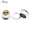 Alisouy 2PCS Stainless Steel Star Moon Sun Skull Cat Butterfly Ear Gauges Tunnels Plugs Expander Stretcher Piercing Body Jewelry