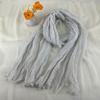 Autumn and Winter Warm Pure Color Wrinkled Cotton and Linen Scarf Artistic Versatile Pleated Scarf for Women