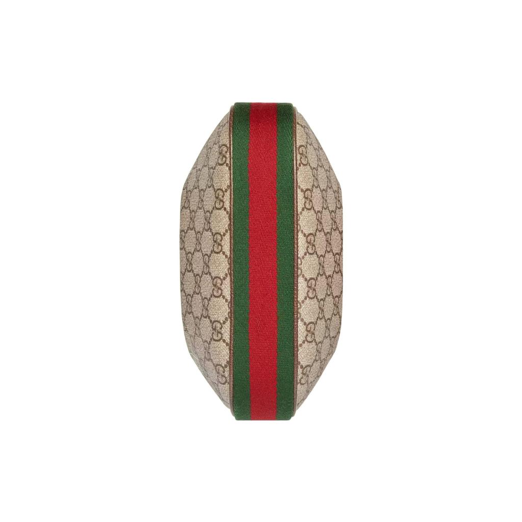 Gucci Сумка-пельмень с фурнитурой из палладия, холст, отделка кожей, женские сумки 699409-96GRN-4091