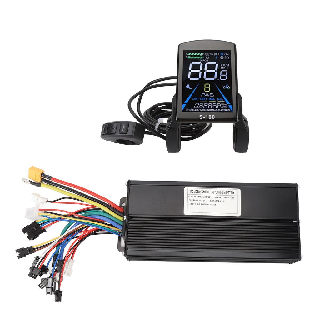 Electric Bike Conversion Kit 40A 3 Mode Sine Wave Motor Controller S 100 Color Screen Panel 20X Throttle Handle 8