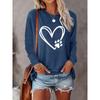 Multicolour Heart Print Women's T-shirt Female Trend Graphic Crop Top Long Sleeve Blouse Plus Size Women's Clothing Cheap Shirts