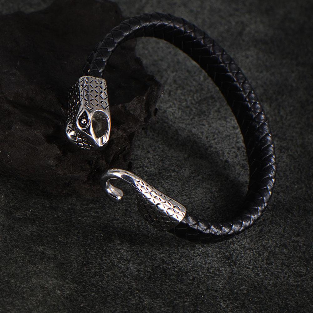 Retro foreign trade jewelry trendy men's personalized stainless steel bracelet, punk style snakehead bracelet