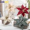 26СМ Рождественский цветок Красный Золотой Блеск Флис Симуляция Искусственный Цветок Подвески для Рождественской елки С Рождеством Христовым Цветок Подвесные украшения