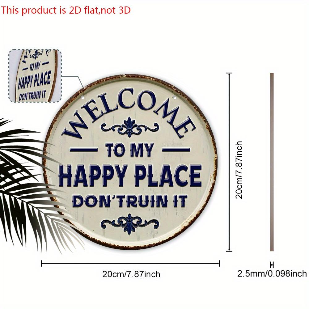 Деревянная приветственная табличка «Счастливое место» - Уникальные фигурки-украшения - Идеально для входной двери, двора, крыльца, декора комнаты