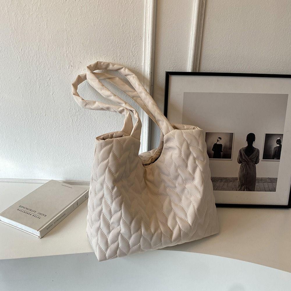 Мягкая стеганая сумка через плечо с хлопковой подкладкой, однотонная женская сумка под мышкой, портативные сумки, выходные