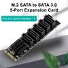 Адаптерная карта M.2 B-Key на SATA3 SSD B-KEY SATA на SATA 3.0 6 Гбит/с 5 портов Адаптер-конвертер Карта расширения для жесткого диска