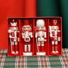 Set of 4 Vintage Wooden Nutcrackers - Red and White Candy Puppets for Christmas and New Year Decorations | Perfect for Home, Living Room, Bedroom