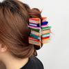 Book-shaped Hair Claw Pencil Design Hair Clip Patchwork Color Back Head Hair Clip Back To School Hair Accessory Headgear
